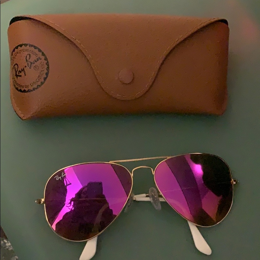 Ray Ban Aviator sunglasses- pink reflection